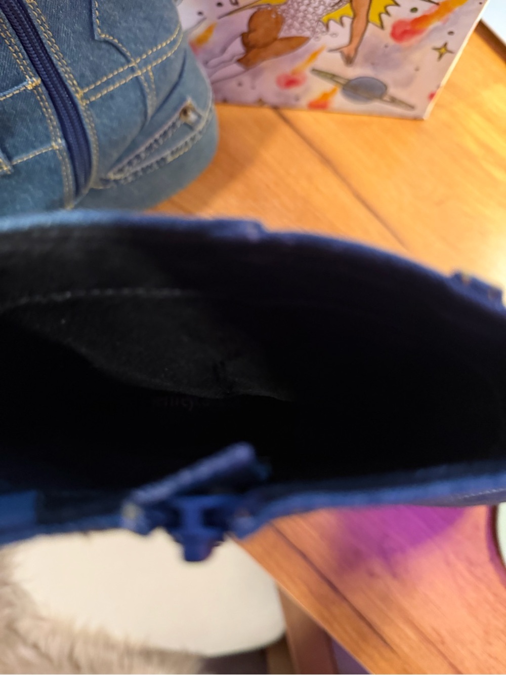 Jeffrey Campbell Denim Paneled Platform Ankle Boots in Blue - Picture 7 of 9